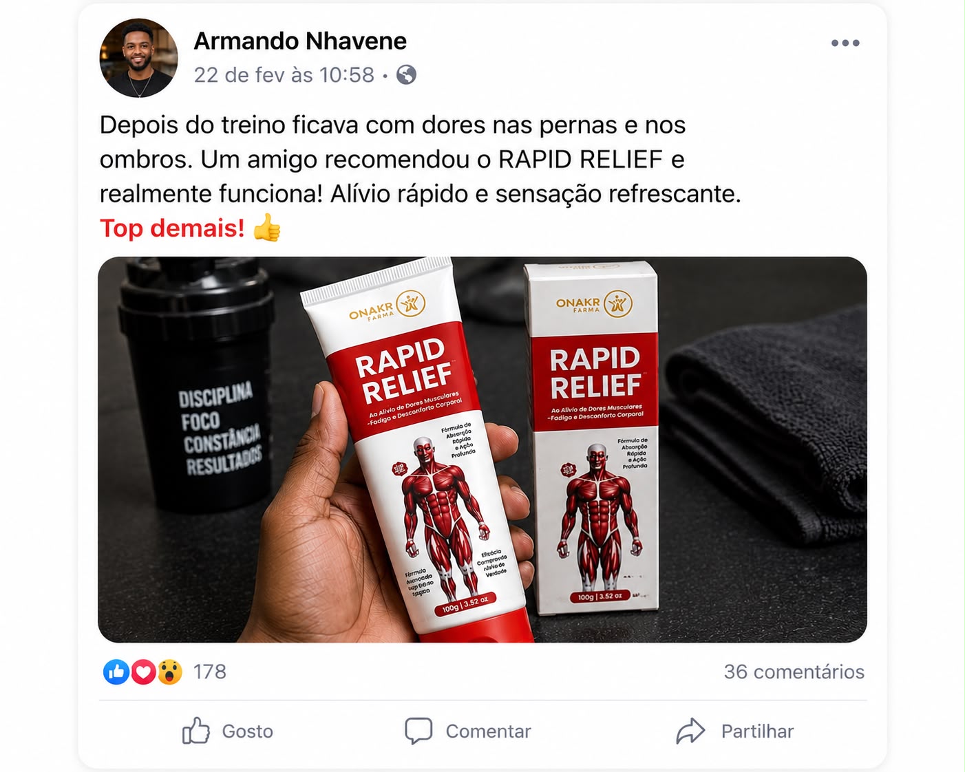 Depoimento de cliente sobre o RAPID RELIEF