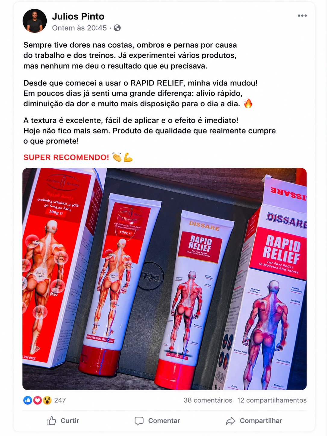 Depoimento de cliente sobre o RAPID RELIEF