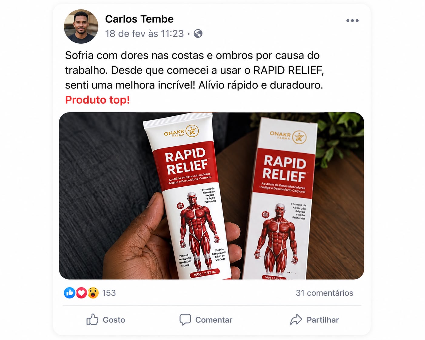 Depoimento de cliente sobre o RAPID RELIEF