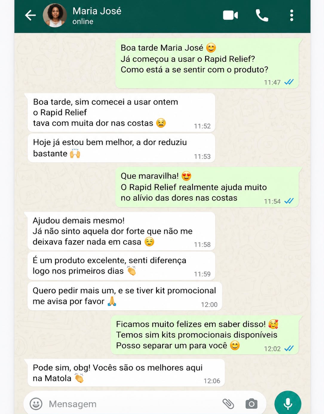 Depoimento de cliente sobre o RAPID RELIEF
