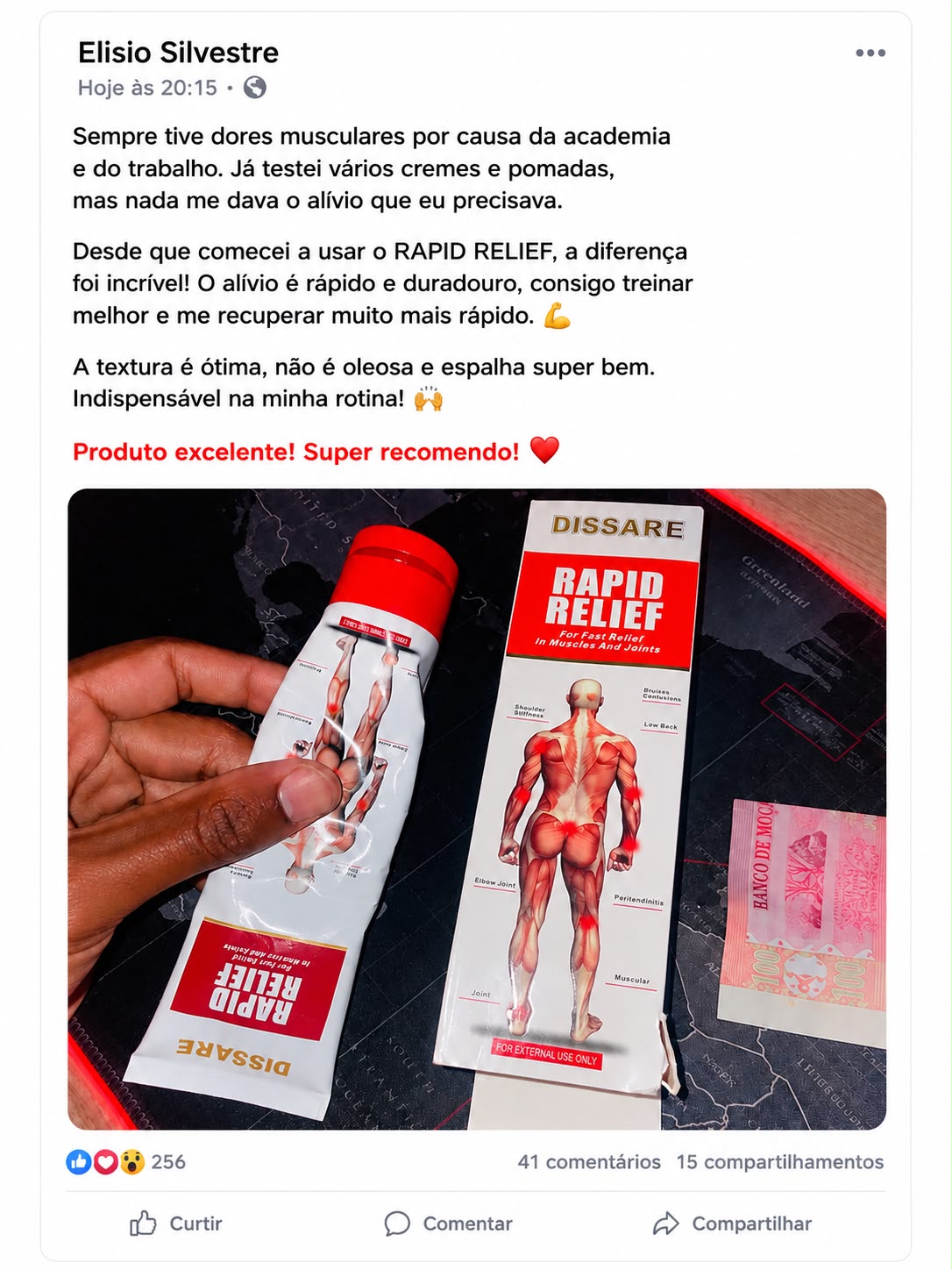Depoimento de cliente sobre o RAPID RELIEF